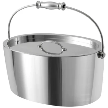 Crafthouse by Zwiesel Fortessa Signature 12" x 8" x 5 1/4" Stainless Steel Oval Ice Bucket with Lid and Handle CRFTHS.5.3013 - 4/Case