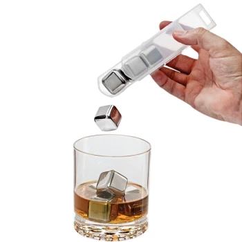 Franmara Steel-Ice Stainless Steel Reusable Ice Cubes with Tray 8176 PC - 4/Pack