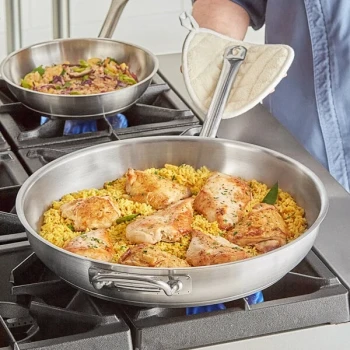 Vigor SS1 Series 16" Stainless Steel Fry Pan with Aluminum-Clad Bottom and Helper Handle