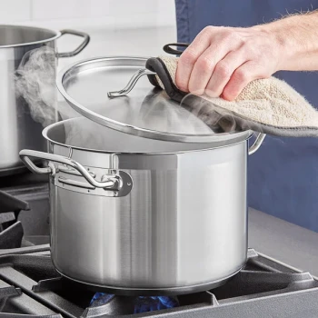 Vigor SS1 Series 6.5 Qt. Stainless Steel Stock Pot with Aluminum-Clad Bottom and Cover