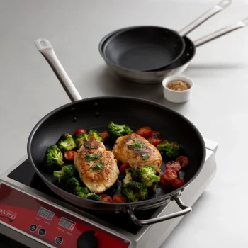 Vigor SS1 Series 3-Piece Induction Ready Stainless Steel Non-Stick Fry Pan Set - 8", 9 1/2", and 12" Frying Pans