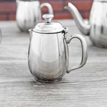 Vollrath 46598 Orion 12 oz. Mirror-Finished Stainless Steel Creamer with Lid