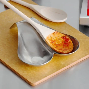 TableCraft HB2 8 1/2" Brushed Stainless Steel Double Spoon Rest