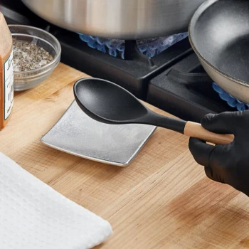 TableCraft Sierra 4 1/8" Square Natural Finish Cast Aluminum Spoon Rest