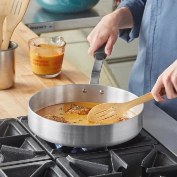 Vollrath Wear-Ever 5 Qt. Straight-Sided Aluminum Saute Pan with Black Silicone Handle 672150