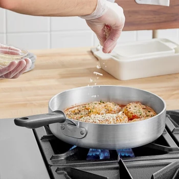 Vollrath Wear-Ever Classic Select 3 Qt. Straight-Sided Heavy-Duty Aluminum Saute Pan with Black Silicone Handle 682130