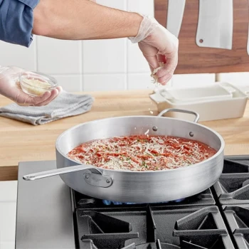 Vollrath Wear-Ever Classic Select 7.5 Qt. Straight-Sided Heavy-Duty Aluminum Saute Pan with Plated Handle 681175