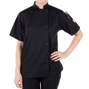 Mercer Culinary Millennia® Women's Black Short Sleeve Cook Jacket M60023BK - S