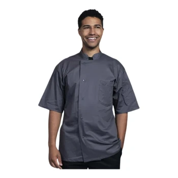 Uncommon Chef Venice Unisex Customizable Slate Short Sleeve Chef Coat with Slate Mesh Back 0717 - M