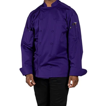 Uncommon Chef Vigor Pro Vent Unisex Lightweight Grape Customizable Long Sleeve Chef Coat with Mesh Back 0705 - S