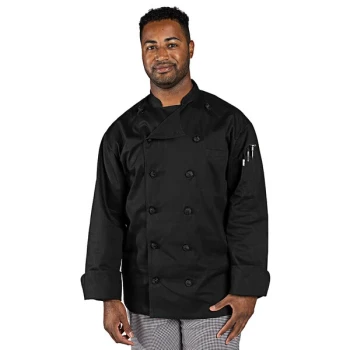 Uncommon Chef Unisex Black Customizable Executive Cotton Long Sleeve Chef Coat 0425C - L