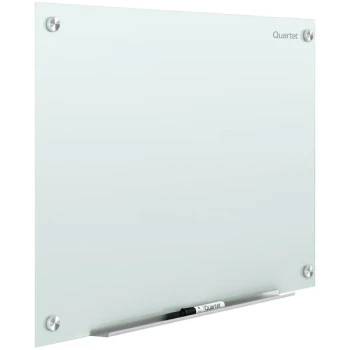 Quartet G7248W 72" x 48" White Frameless Magnetic Glass Markerboard with Marker Rail