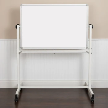 Flash Furniture YU-YCI-001-GG Hercules 40" x 26 3/4" Double-Sided Whiteboard with Powder-Coated Aluminum Frame and Mobile Stand