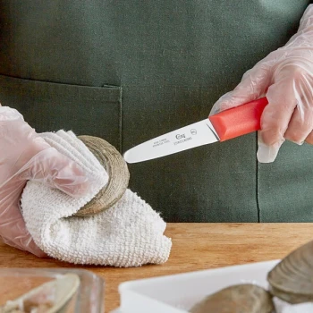 Choice 3 1/4" Stainless Steel Clam Knife with Red Handle