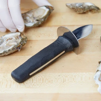 Victorinox 7.6399.1 2" Stainless Steel Frenchman Style Oyster Knife with Black Polypropylene Handle