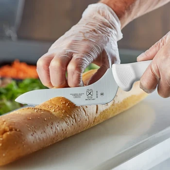 Mercer Culinary M18134 Ultimate White® 6" Offset Wavy Edge Bread Knife