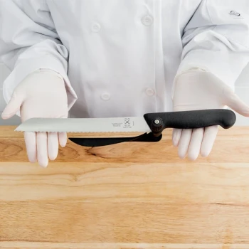 Mercer Culinary M13613 MercerSlice 8 1/4" Serrated Knife with Right-Hand Slicing Guide