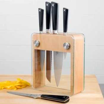 Mercer Culinary M19105 ZüM® 6-Piece Wood and Glass Knife Block Set