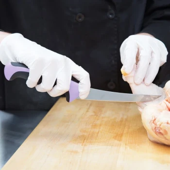 Mercer Culinary M23820PU Millennia Colors® 6" Curved Stiff Boning Knife with Purple Allergen-Free Handle