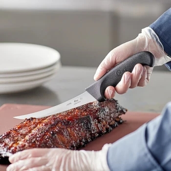 Choice 6" Curved Flexible Boning Knife with Black Handle