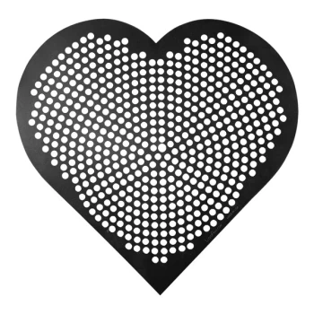 LloydPans Quik-Disks 16" x 16" Perforated Hard Coat Anodized Aluminum Heart Pizza Disk with Pre Seasoned Tuff-Kote® Finish QD40-HEART-16X16-PSTK
