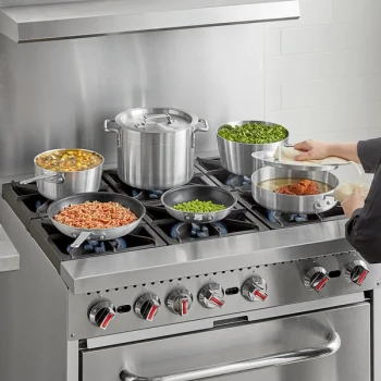 Choice 8-Piece Aluminum Cookware Set with 2.75 Qt. and 3.75 Qt. Sauce Pans, 3 Qt. Saute Pan with Cover, 8 Qt. Stock Pot with Cover, and 8" and 10" Non-Stick Fry Pans