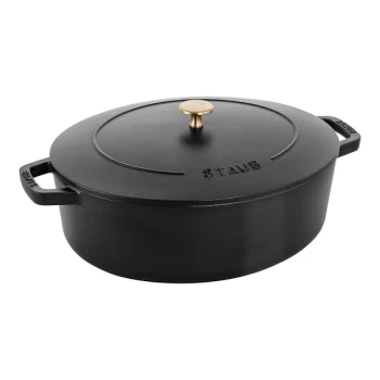 Staub 6.25 Qt. Black Enameled Cast Iron Oval Dutch Oven 1027848