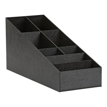 Service Ideas 23" x 9 1/4" x 11" 8-Compartment Black Plastic Condiment Caddy