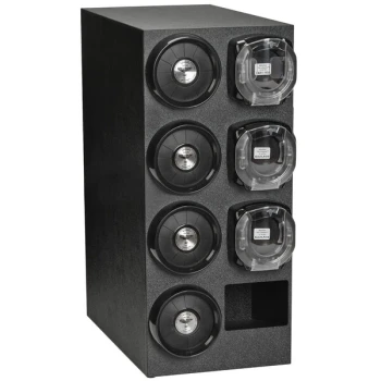 Vollrath K58801 Black 4-Slot 8 - 44 oz. Standard Countertop Cup Dispenser Cabinet with 3 LidSaver® 3 Dispensers and 1 Straw Pocket