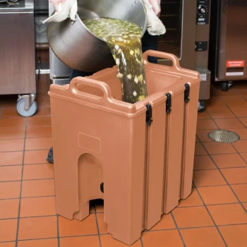 Cambro 250LCDPL157 Camtainer® 2.5 Gallon Coffee Beige Insulated Soup Carrier