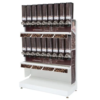 Rosseto GK2011 Bulkshop Free Standing Coffee Merchandising Gondola with Canisters - 50" x 25 13/16" x 82"