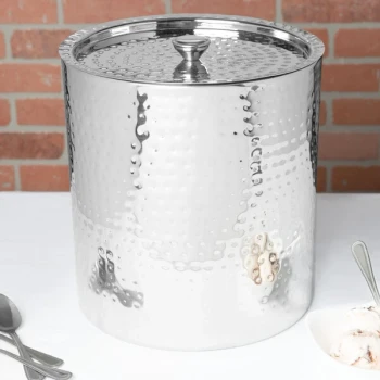 Vollrath T720DW 3 Gallon Double Wall Hand Hammered Stainless Steel Ice Cream Chiller