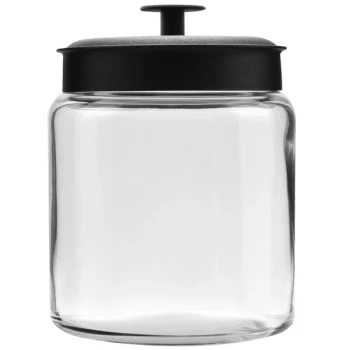 Anchor Hocking 96712AHG17 Montana 96 oz. Mini Jar with Black Aluminum Lid - 2/Case