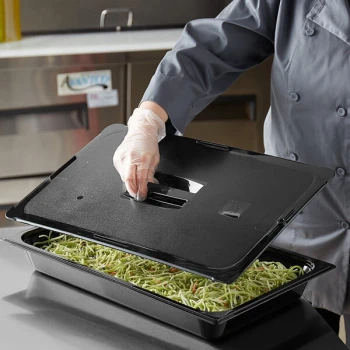 Vigor Full Size Black Polycarbonate Food Pan Lid with Handle