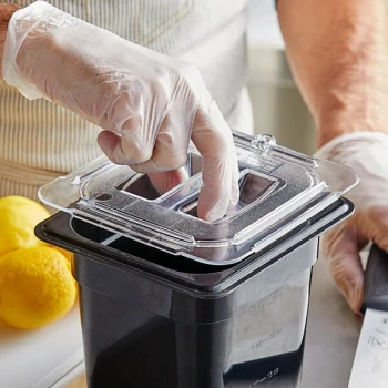 Vigor 1/6 Size Clear Polycarbonate Food Pan Lid with Handle - 6/Case