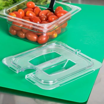 Carlisle 10311U07 StorPlus 1/6 Size Clear Universal Handled Lid with Spoon Notch