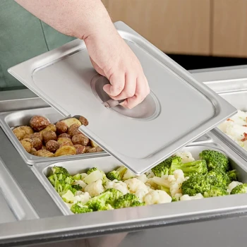 Vigor 1/2 Size Slotted Stainless Steel Steam Table / Hotel Pan Cover - 6/Case