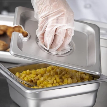 Carlisle 607160CS DuraPan 1/6 Size Slotted Stainless Steel Steam Table / Hotel Pan Cover - 24 Gauge