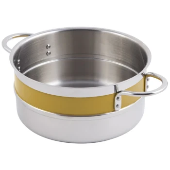 Bon Chef 62299NC Classic Country French Collection 1.7 Qt. Yellow Steam Table Pot with Riveted Handles