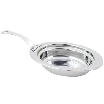 Bon Chef 5204HLSS 13" x 9" x 3" Stainless Steel 2 Qt. Full Size Oval Plain Design Food Pan with Long Stainless Steel Handle