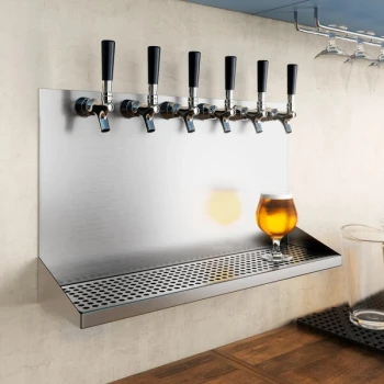 Regency 24" x 6" x 14" Stainless Steel 6 Faucet Wall Mount Beer Drip Tray