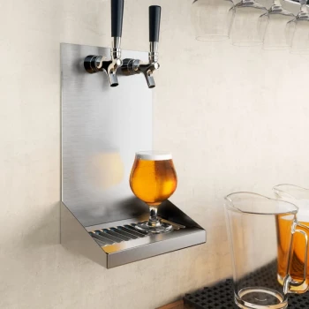 Regency 8" x 6" x 14" Stainless Steel 2 Faucet Wall Mount Beer Drip Tray