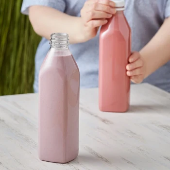 Captiva Containers 32 oz. Customizable Tall Square Milkman PET Clear Bottle - 104/Case