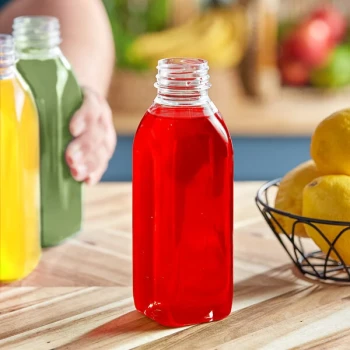 Captiva Containers 16 oz. Square Milkman PET Clear HPP Juice Bottle - 160/Case