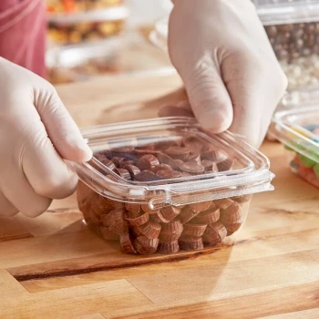 Inline Plastics Safe-T-Fresh 12 oz. Tamper-Resistant, Tamper-Evident Square Hinged Container with Flat Lid - 288/Case