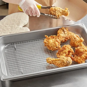 Vigor 10" x 18" Full Size Footed Stainless Steel Wire Pan Grate for Steam Table Pan
