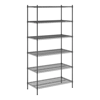 Regency 24" x 48" x 96" NSF Black Epoxy Stationary Wire Shelving Starter Kit with 6 Shelves