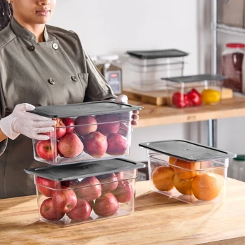 Vigor 1/3 Size 6" Deep Clear Food Pan with Secure Sealing Cover - 6/Pack