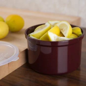 Carlisle Classic 1.5 Qt. Brown Round SAN Plastic Crock with Lid