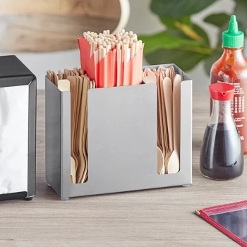 Choice Stainless Steel 3-Compartment Flatware / Chopstick Organizer
